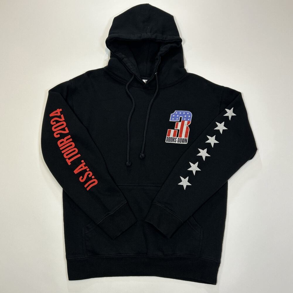 3 Doors Down USA Tour 2024 Hoodie Mens Small Concert Band Sweatshirt Black